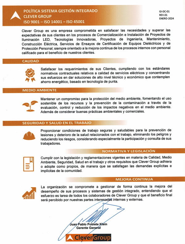 Política del Sistema de Gestión Integrado de Clever Group